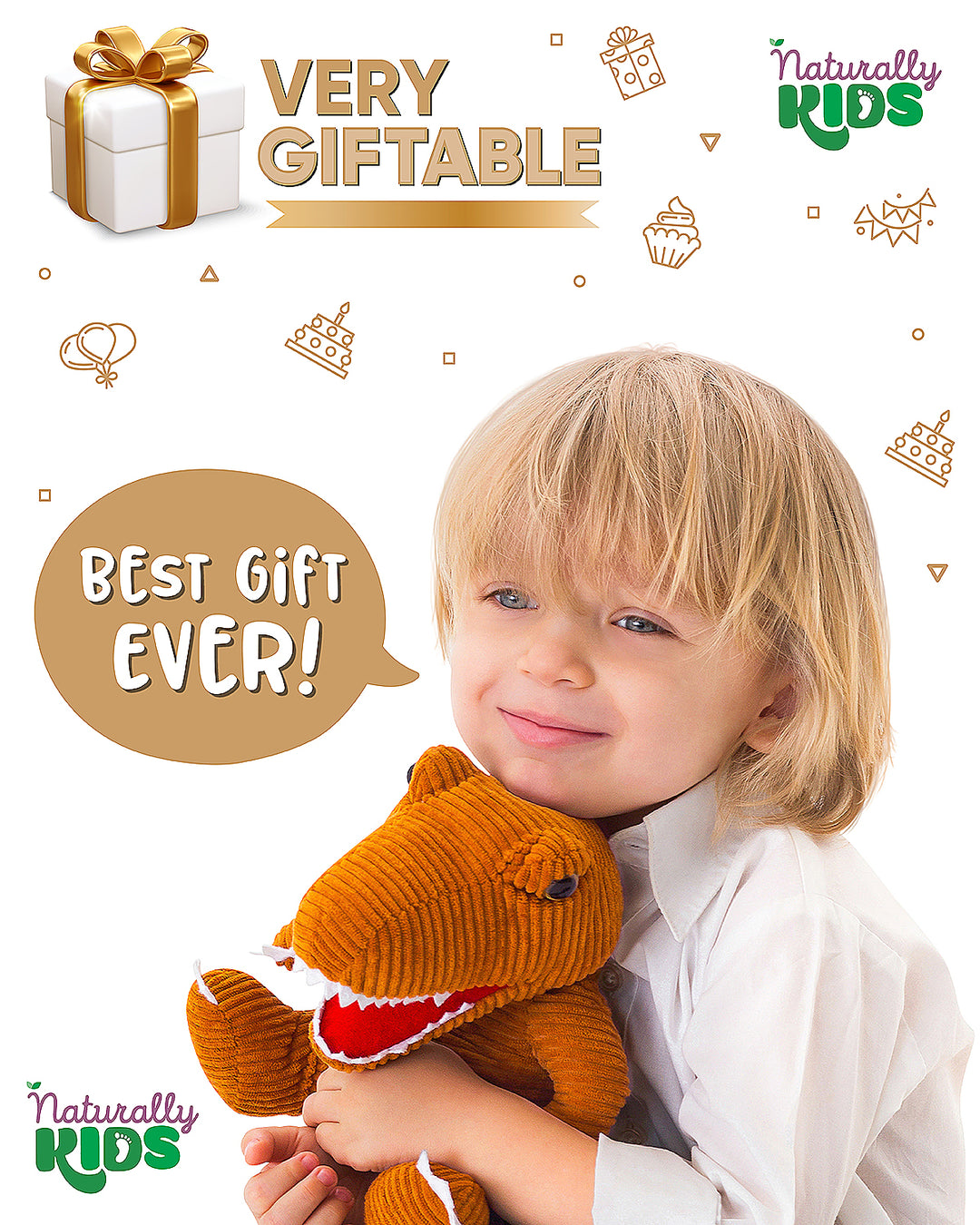 🦖 Toddler Brown Dinosaur Plush T-Rex Stuffed Toy
