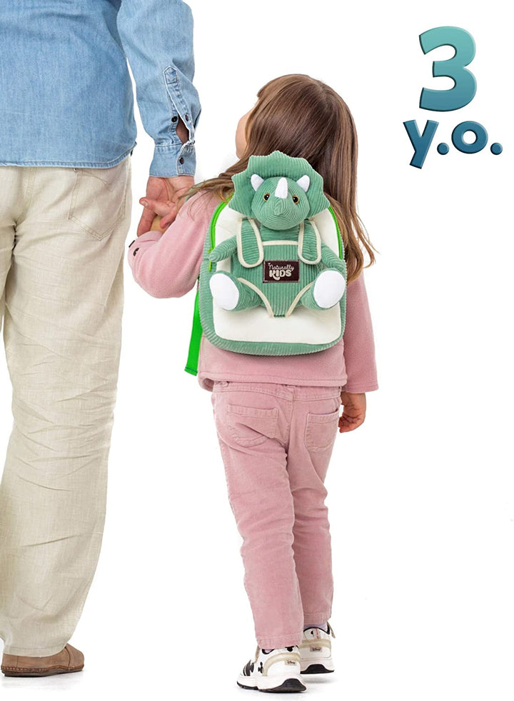 Green Triceratops Plush Stuffed Animal, Dinosaur Gifts for Kids 3-5, Dinosaur Backpack, Toddler Backpack for Boys, Girl