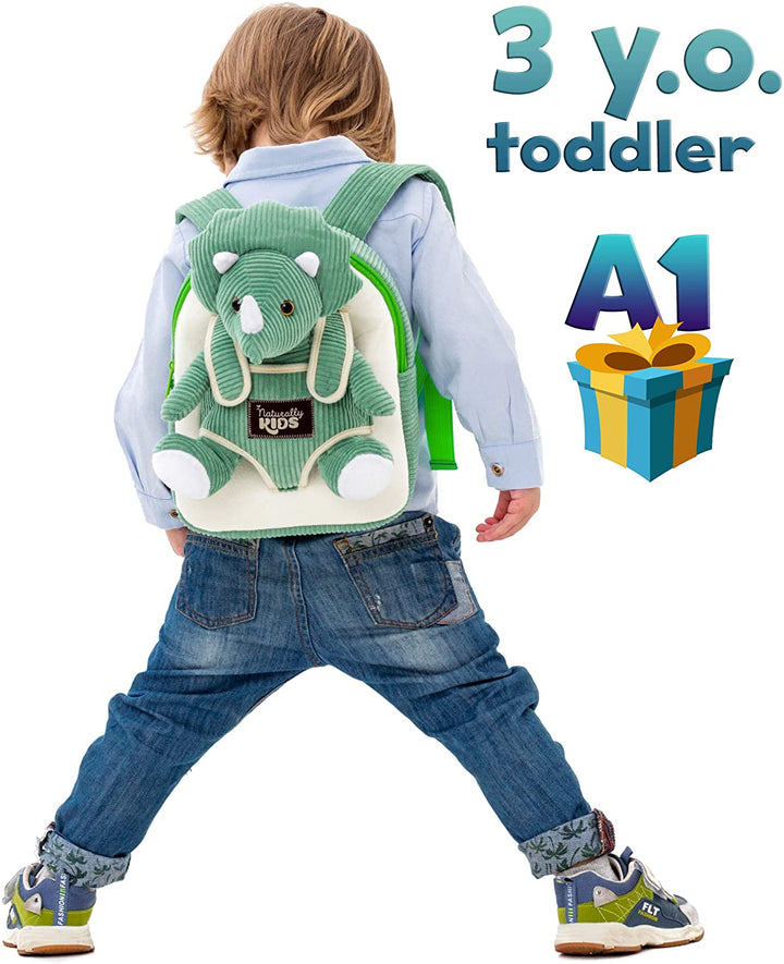 Green Triceratops Plush Stuffed Animal, Dinosaur Gifts for Kids 3-5, Dinosaur Backpack, Toddler Backpack for Boys, Girl