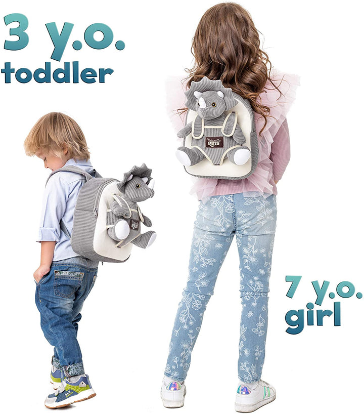 Toddler Dinosaur Backpack &amp; Gray Triceratops Stuffed Plush Toy — Classic SMALL