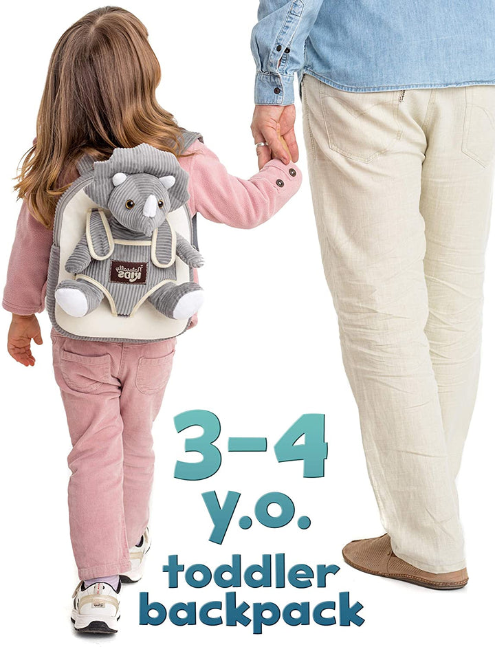 Toddler Dinosaur Backpack &amp; Gray Triceratops Stuffed Plush Toy — Classic SMALL