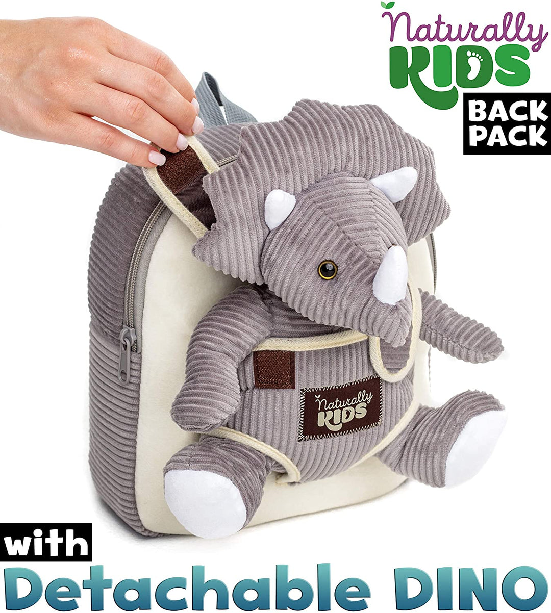 Toddler Dinosaur Backpack &amp; Gray Triceratops Stuffed Plush Toy — Classic SMALL