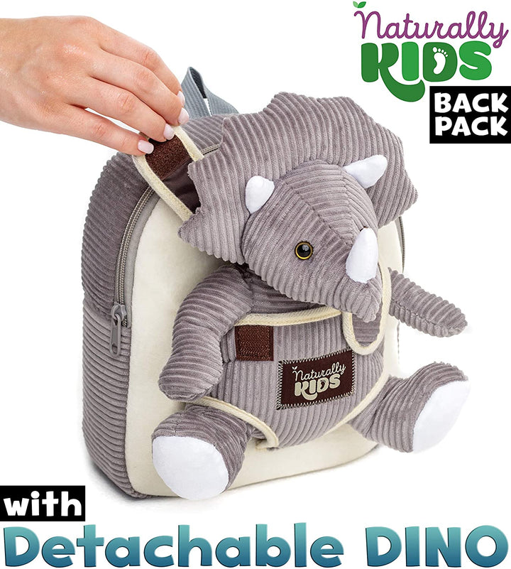 Toddler Dinosaur Backpack &amp; Gray Triceratops Stuffed Plush Toy — Classic SMALL