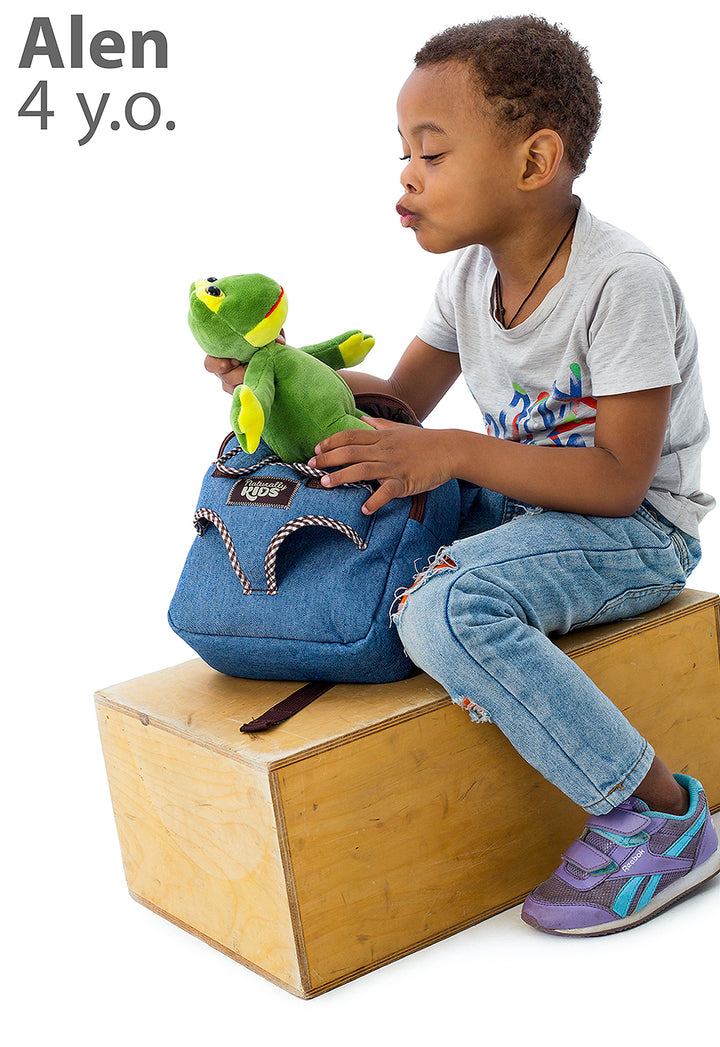 🐸 Toddler Backpack with Plush Frog Stuffed Toy — SMALL Preschool