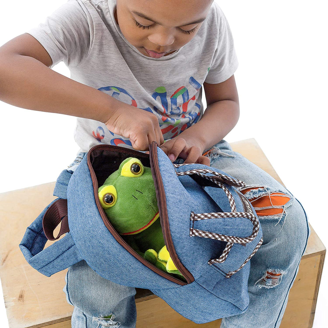 🐸 Toddler Backpack with Plush Frog Stuffed Toy — SMALL Preschool