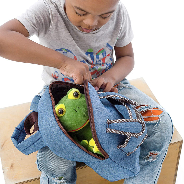 🐸 Toddler Backpack with Plush Frog Stuffed Toy — SMALL Preschool