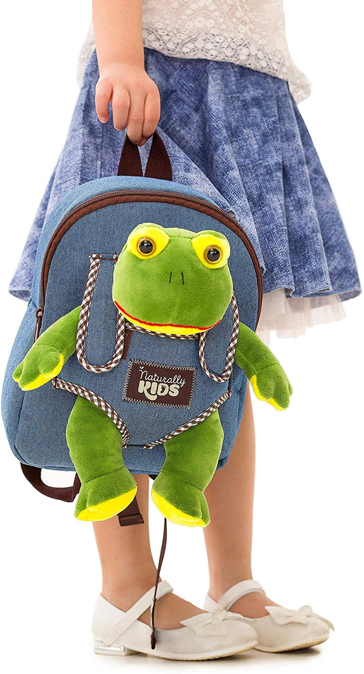 🐸 Toddler Backpack with Plush Frog Stuffed Toy — SMALL Preschool