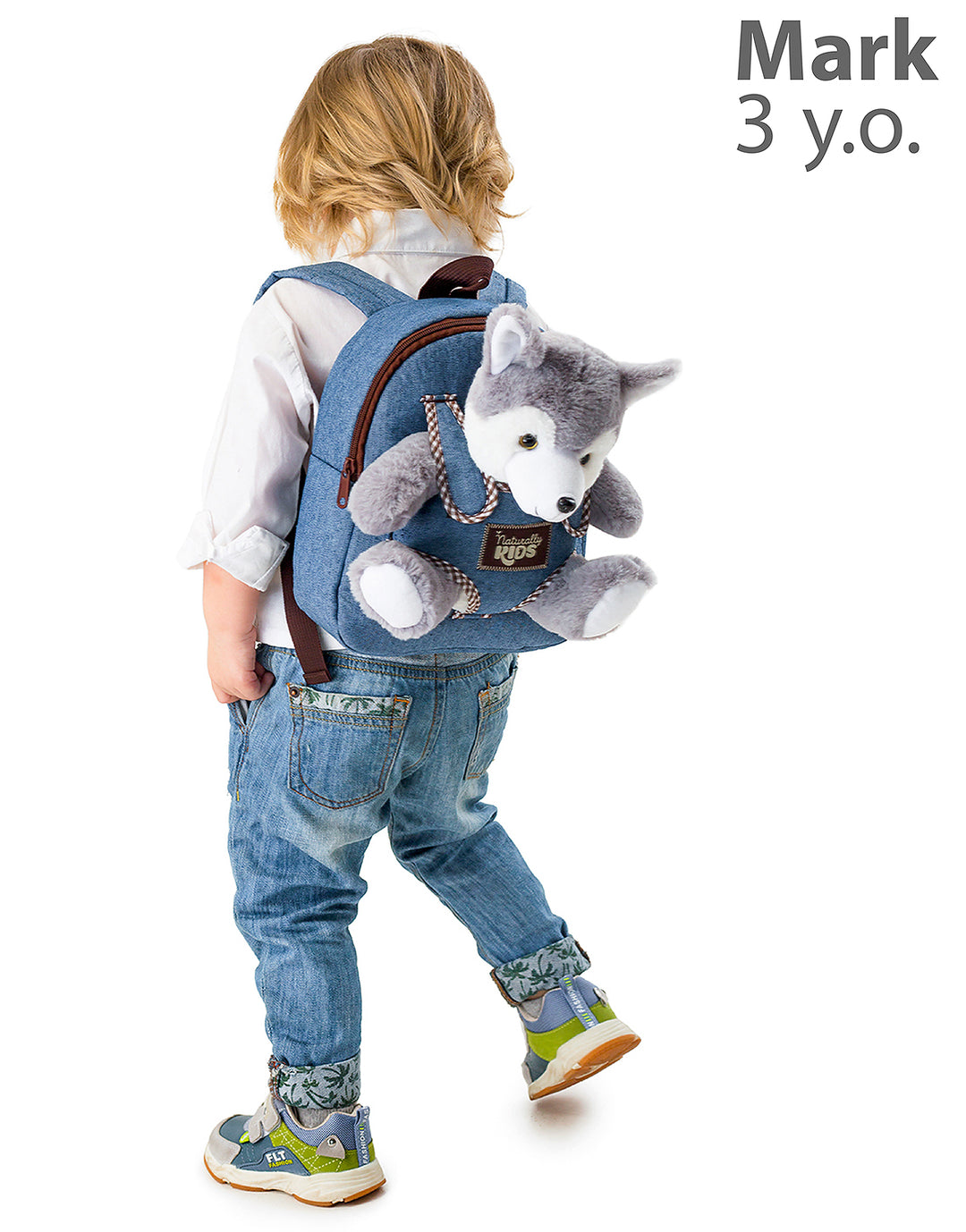 🐺 Toddler Backpack with Plush Husky / Wolf Stuffed Toy — SMALL Preschool