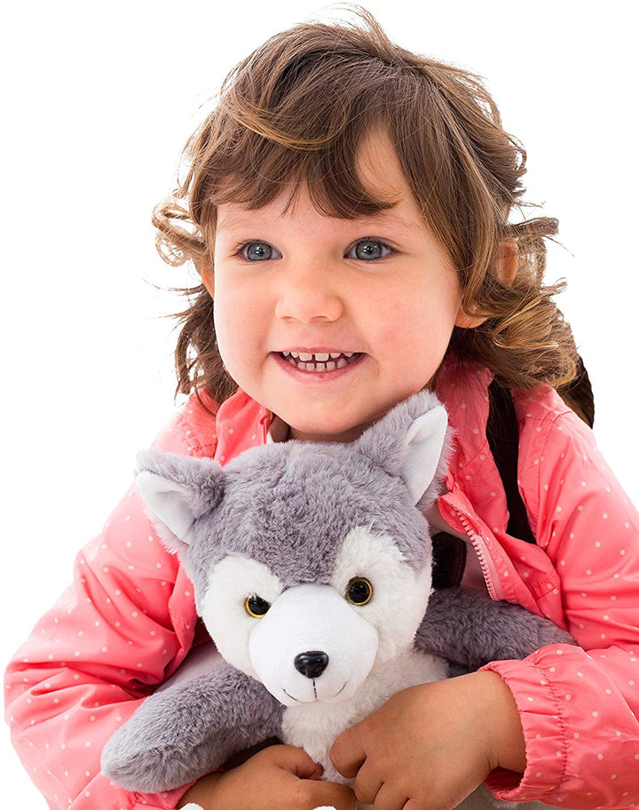 🐺 Toddler Backpack with Plush Husky / Wolf Stuffed Toy — SMALL Preschool