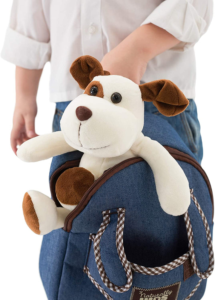 🐶 Toddler Backpack with Plush Dog Stuffed Puppy Toy — SMALL Preschool