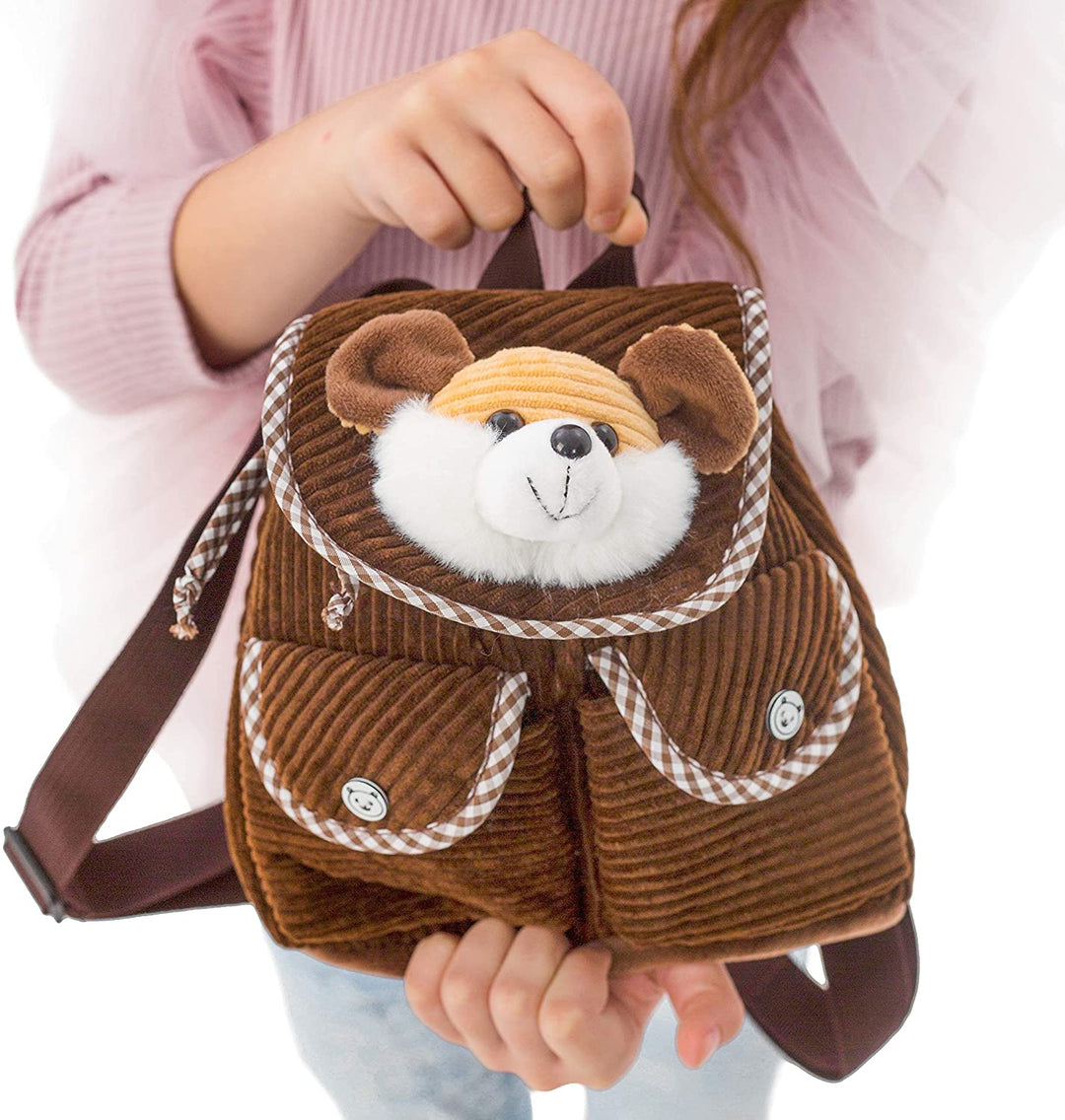 🐭 Toddler Corduroy Backpack with Plush Mouse / Rat Stuffed Toy — MINI Preschool