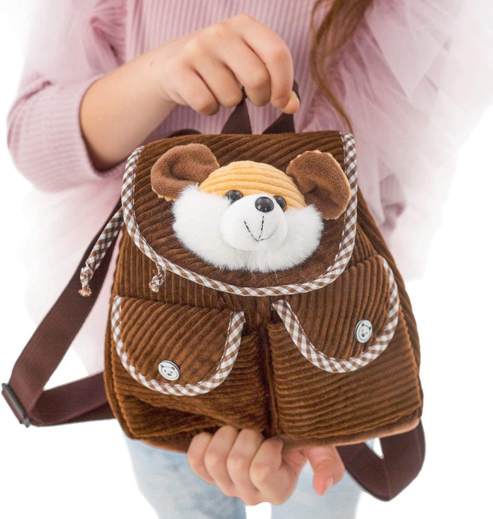 🐭 Toddler Corduroy Backpack with Plush Mouse / Rat Stuffed Toy — MINI Preschool
