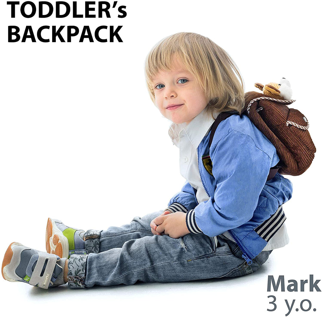 🐭 Toddler Corduroy Backpack with Plush Mouse / Rat Stuffed Toy — MINI Preschool