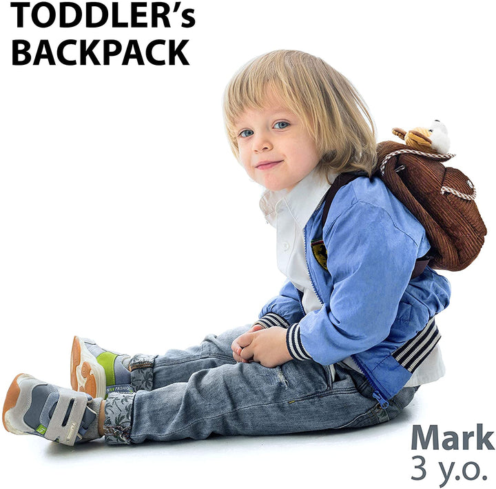 🐭 Toddler Corduroy Backpack with Plush Mouse / Rat Stuffed Toy — MINI Preschool