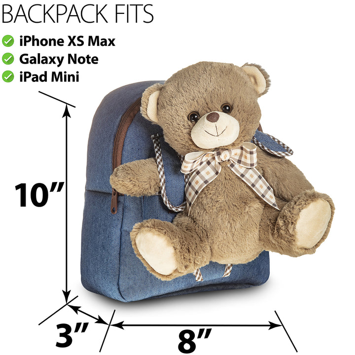 🧸 Toddler Backpack with Plush Teddy Bear Stuffed Toy — SMALL Preschool