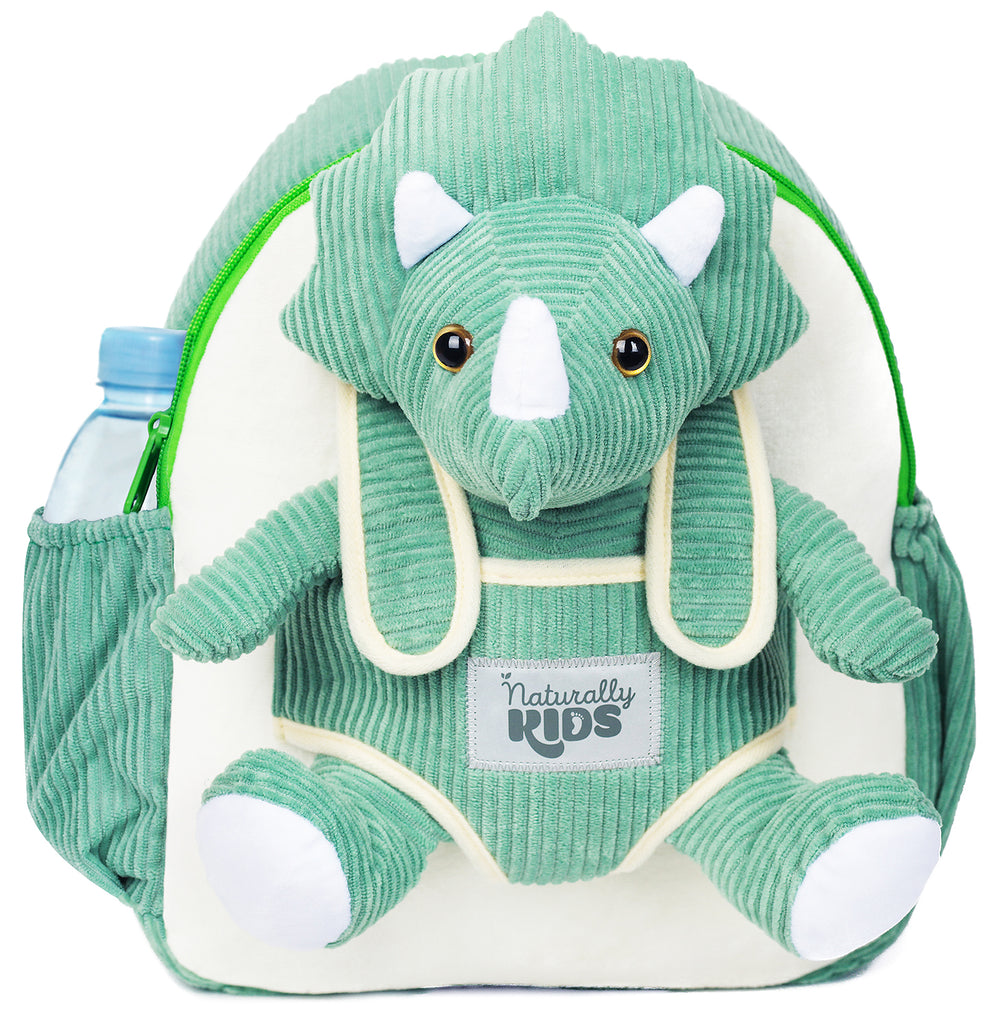 Naturally KIDS Small Dinosaur Backpack - Dinosaur Toys for Kids 3-5 - Toddler  Backpack for Boy Girl w Stuffed Animal - Gifts for 3 Year Old Boy - w  Pockets & Reflective