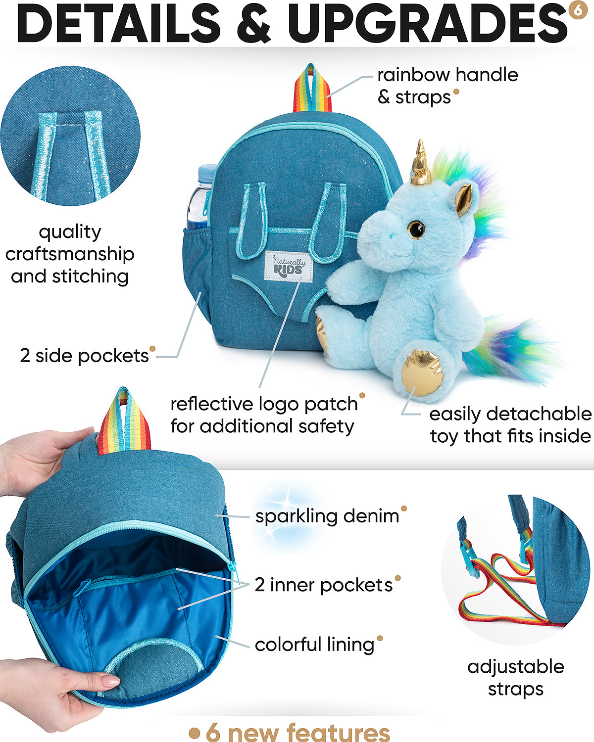 🦄 Unicorn Toys on a Unicorn Backpack — unicorn gifts for Christmas 🎅🏽 –  🦖 Naturally KIDS backpacks with plush dinosaur toys & unicorn gifts 🦄