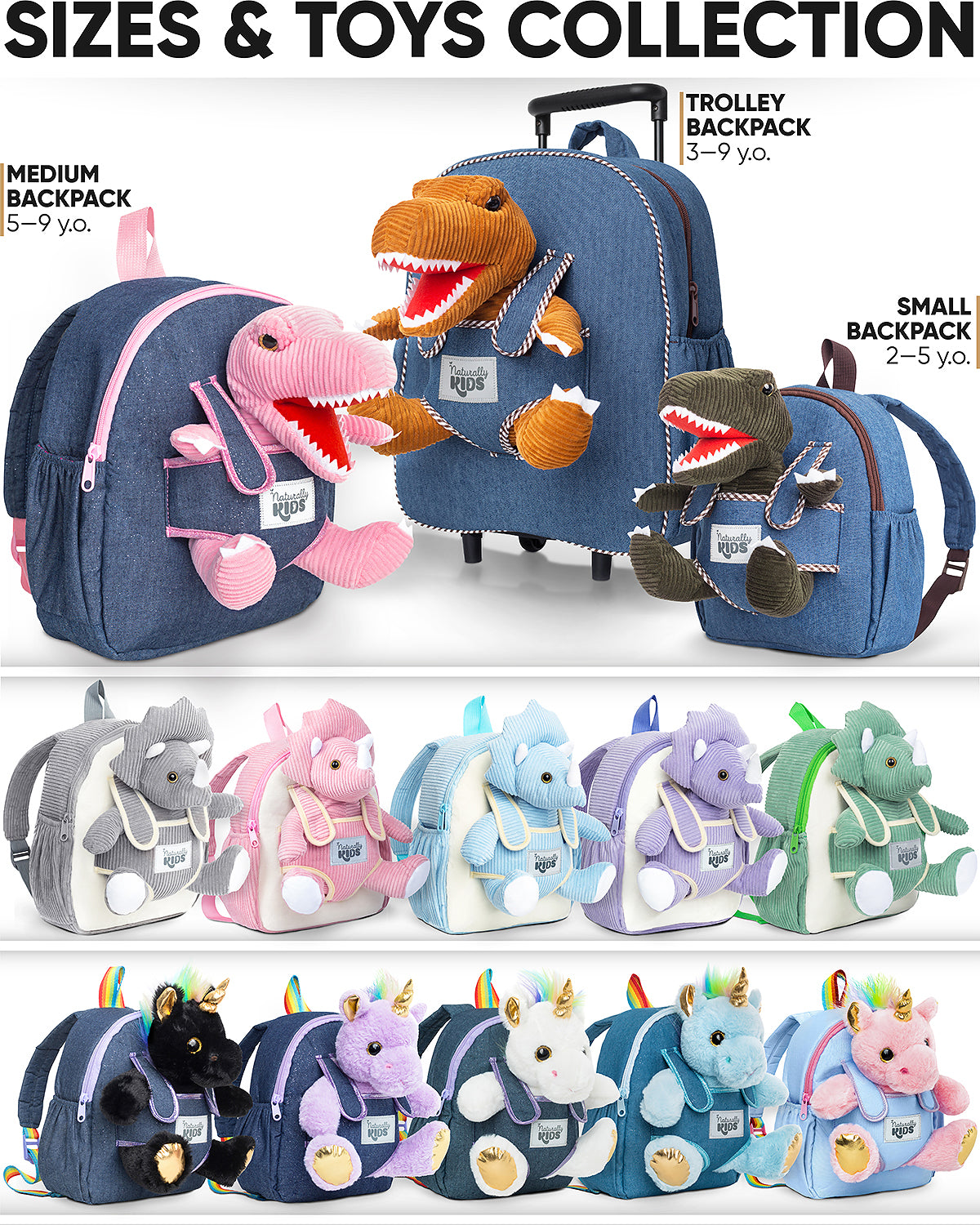 Kids' Dinosaur Backpack & Pink T-Rex Plush Toy — Medium