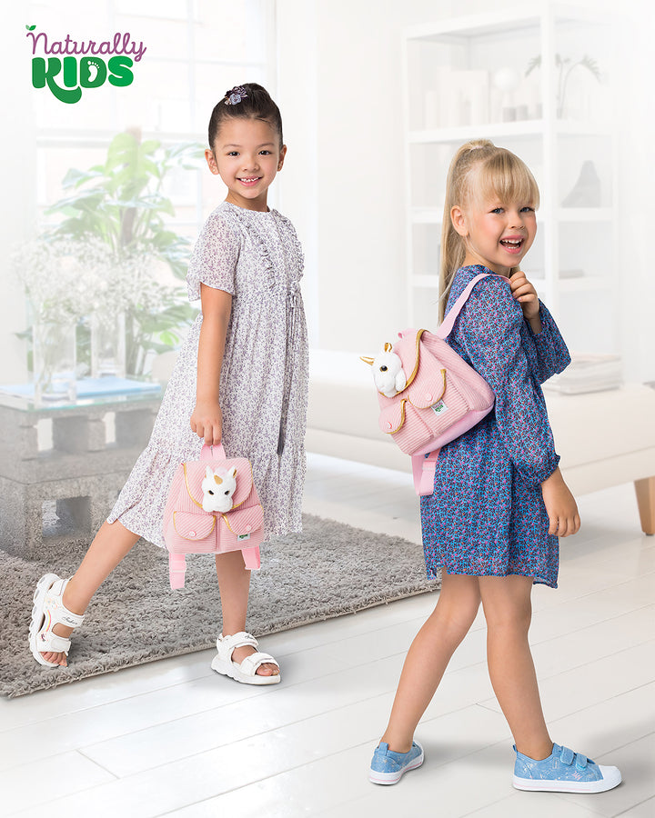 🦄 Little Toddler Backpack with White Unicorn — Pink Corduroy — Unicorn Gifts for Girls