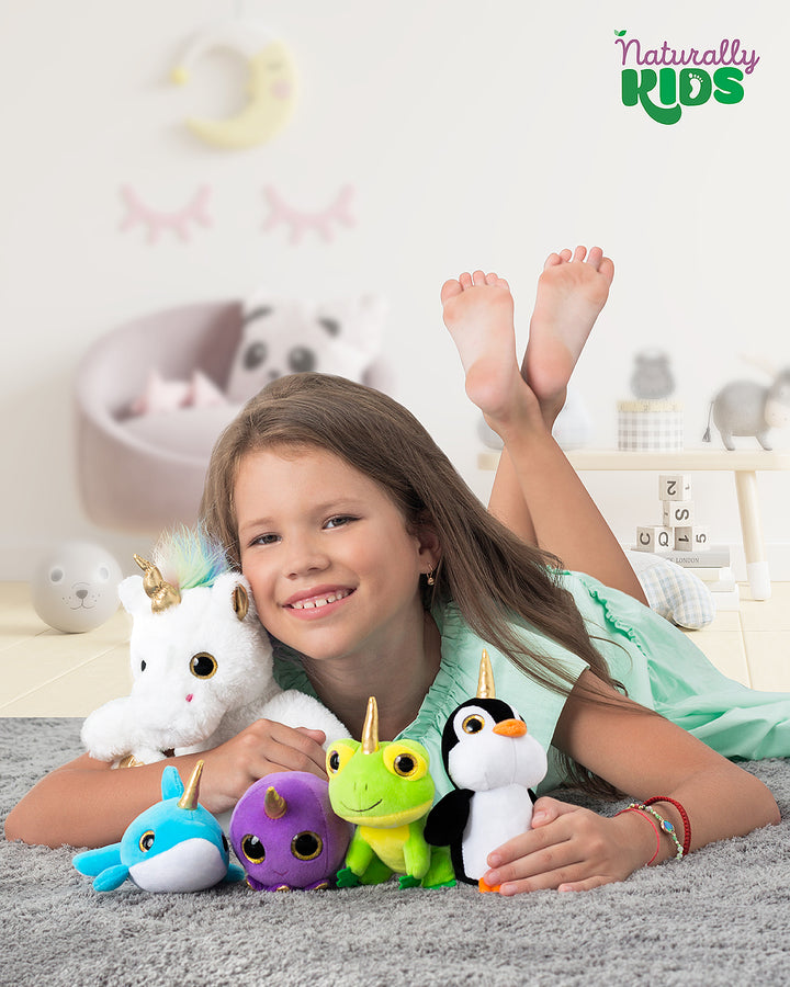 🦄 4 Plush Unicorn Toys: Frog, Octopus, Dolphin, Penguin in a Unicorn Backpack — Unicorn Gifts for Girls &amp; Boys