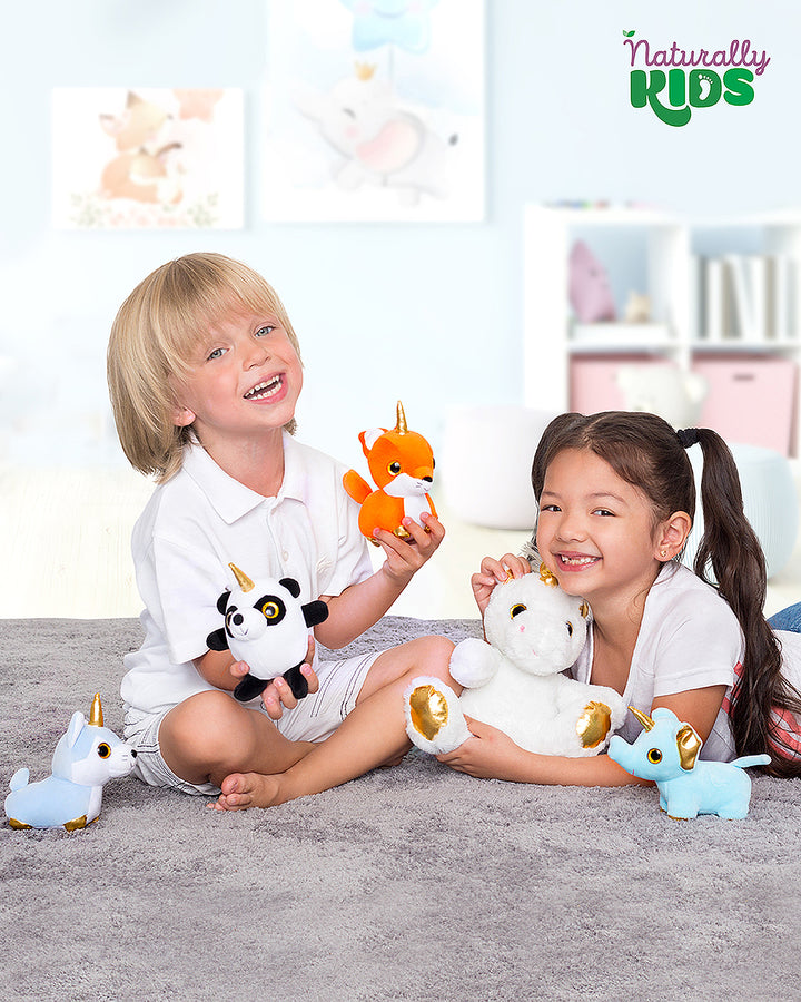 🦄 4 Plush Unicorn Toys: Cat, Fox, Elephant, Panda in a Unicorn Backpack — Unicorn Gifts for Girls &amp; Boys