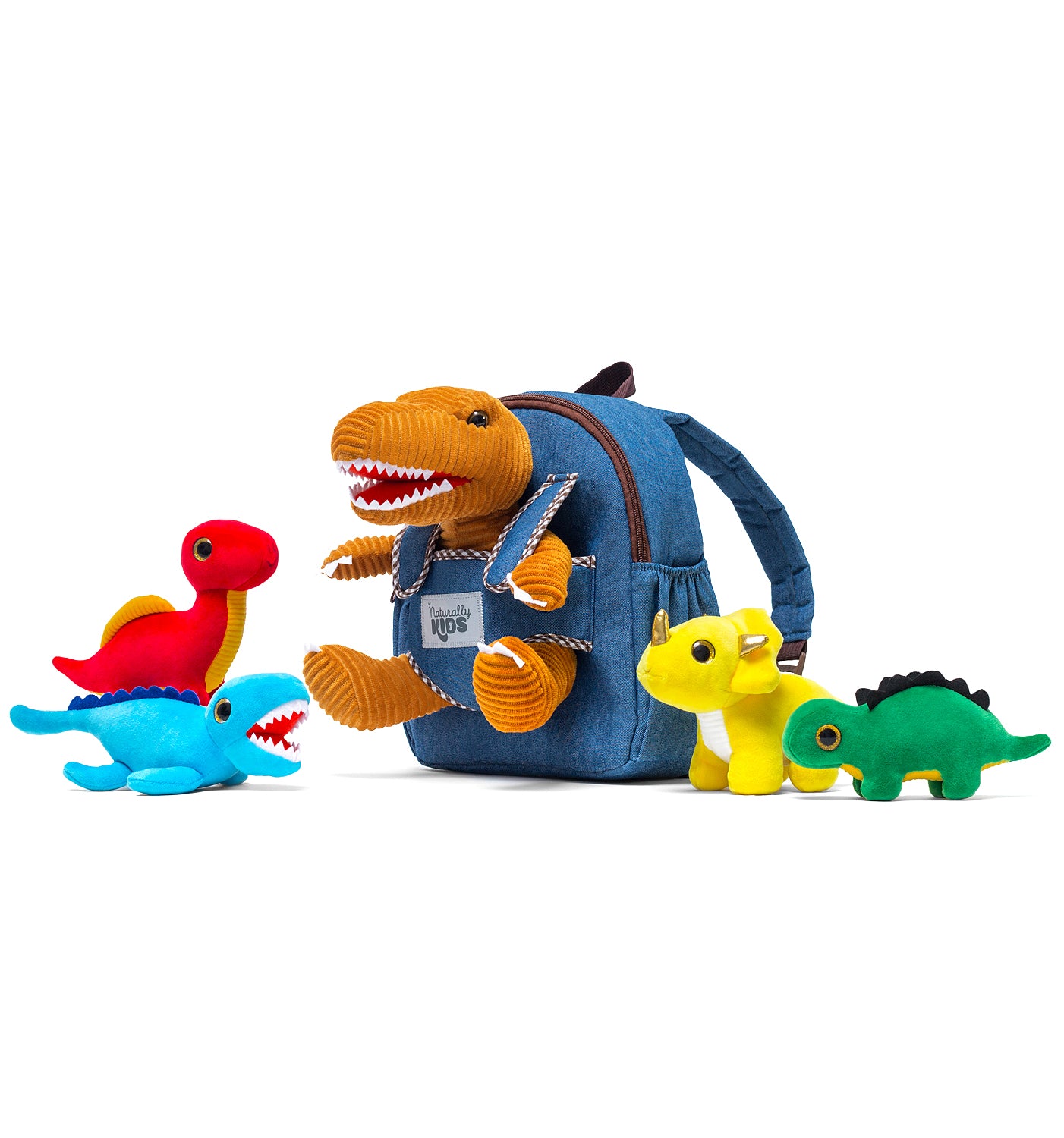 Little Jupiter Pet Plush Dinosaur Stuffed Animal Backpack for Boys & Girls 3 - 4 - 5 Years Old w/ Removable T Rex Plush Toy - Backpack Dinos