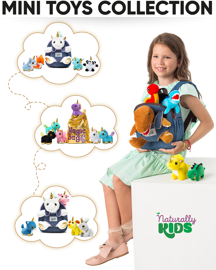 🦖 4 Dinosaur Toys with T-Rex Backpack — Dino Gifts for Boys &amp; Girls